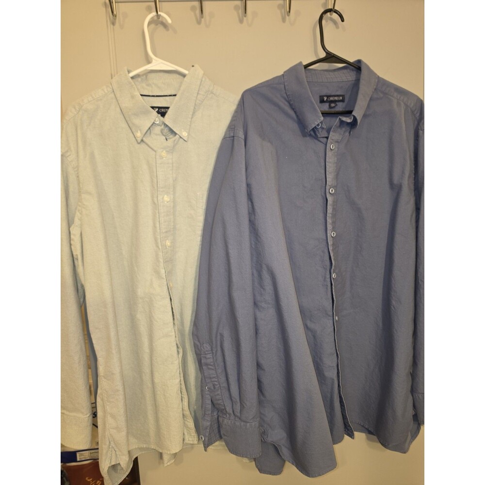 lot of 2 Cremieux 38 Dress Shirt XXL light blue dark blue solid  Long Sleeve